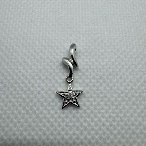 Vintage 10k White Gold Star with Small Diamond Pendant, Space, Celestial, Moon